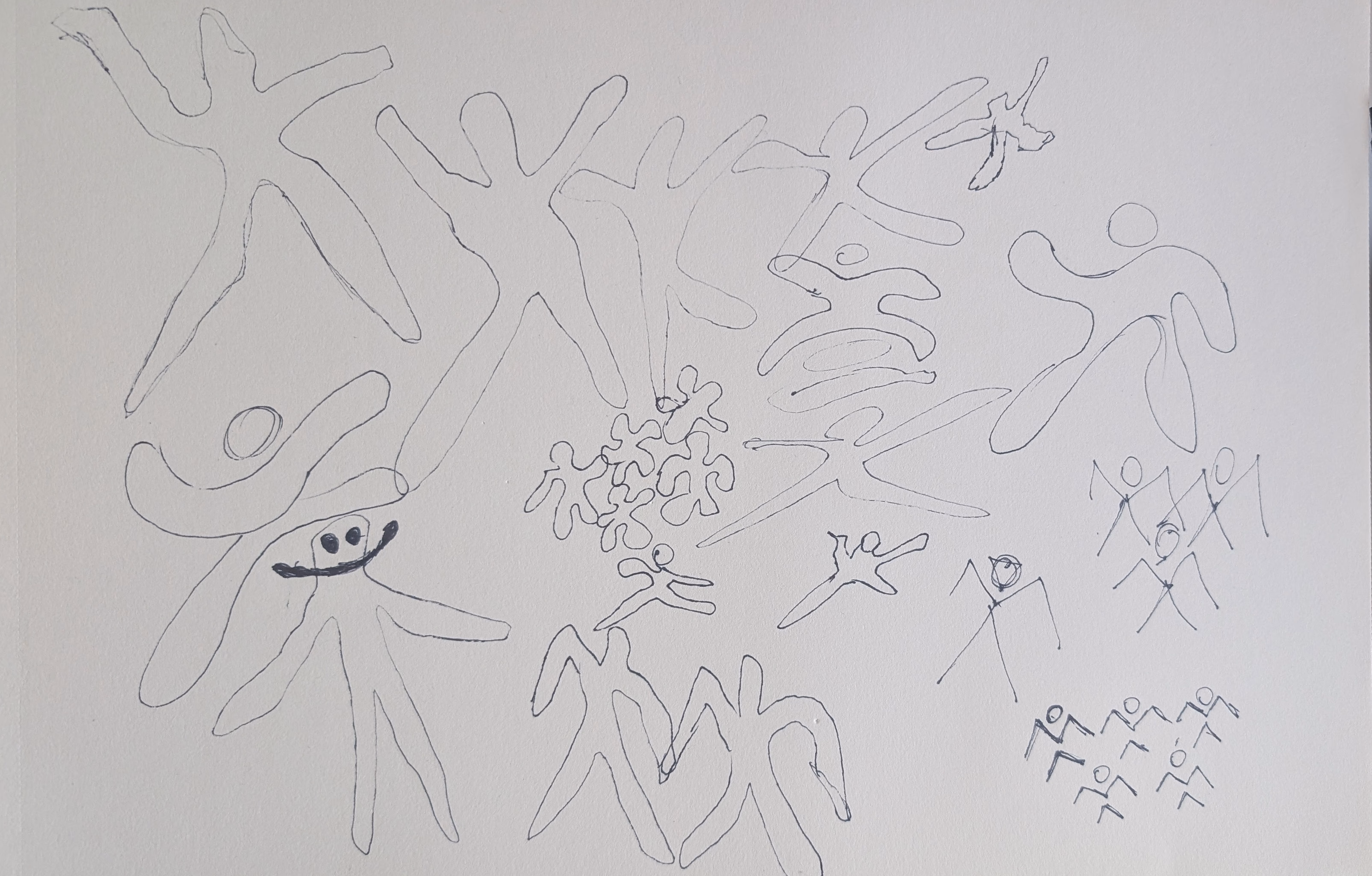 Hand sketches of dancing figures