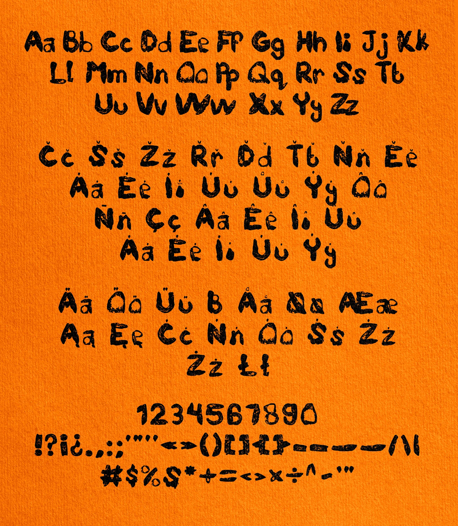 Tatra full glyph map